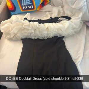 DO+BE Strapless Black and Cream Dress